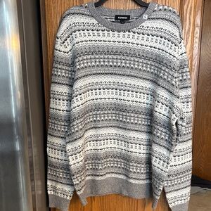Express Men's Gray, Black, & Cream Crewneck Sweater. NWT, soft & stylish
